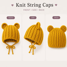 Load image into Gallery viewer, Babymoon Baby Winter Knitted Cap with String Kids Hat | 0-2Y | Yellow