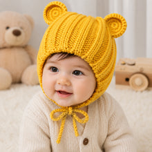 Load image into Gallery viewer, Babymoon Baby Winter Knitted Cap with String Kids Hat | 0-2Y | Yellow