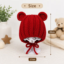 Load image into Gallery viewer, Babymoon Baby Winter Knitted Cap with String Kids Hat | 0-2Y | Red