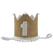 Load image into Gallery viewer, Babymoon 1 year Birthday Crown Baby Cap | Cake Smash | Baby Photography Cap | Brown