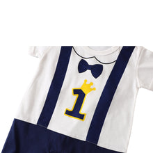 Load image into Gallery viewer, Babymoon 1st Rank First Birthday Romper Outfit | Baby Photoshoot Props Costumes | Blue