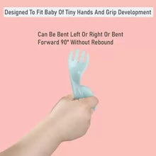 Load image into Gallery viewer, Babymoon Learn to Eat Baby Self Feeding Set | Silicone Spoon and Fork along with Storage Box | Blue