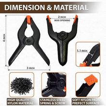 Load image into Gallery viewer, Babymoon 4.7inch/12cm Clamps Clips, Photography Backdrop Support Spring Clamps for Background Muslin, Canvas, Paper, Chromakey Screen, Backdrop Stand, Woodworking, Crafts | Black