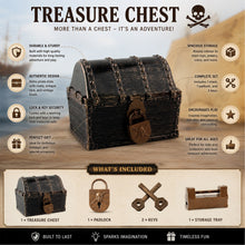 Load image into Gallery viewer, Babymoon Miniature Pirate Treasure Chest Box with Lock & Key | Antique Style Keepsake Organizer | Small Retro Jewellery Box | Storage Case for Baby Photoshoot Props | Decorative Add-ons