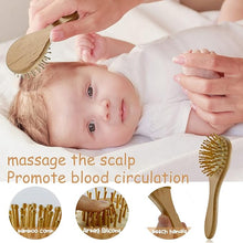 Load image into Gallery viewer, Babymoon Set of 4 | Baby Grooming Set | Baby Wooden Comb, Hair Brush, Face Brush, Shampoo Brush with Box | Baby Return Gift Set
