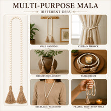 Load image into Gallery viewer, Babymoon 100cm Wooden Bead Garland with Jute Tassels Baby Photoshoot Props | Backdrop Styling Accessories | Decorative Add-ons