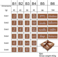 Load image into Gallery viewer, Babymoon Set of 8 | Milestone Timeline Wooden Calendar Blocks | Monthly-Yearly Birthday Blocks | Baby Photoshoot Props | Brown