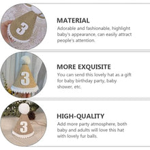 Load image into Gallery viewer, Babymoon 3 year Birthday Cone Cap | Cake Smash | Baby Photography Cap | Brown