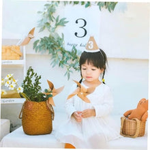 Load image into Gallery viewer, Babymoon 3 year Birthday Cone Cap | Cake Smash | Baby Photography Cap | Brown