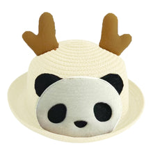 Load image into Gallery viewer, Babymoon Panda Baby Summer Spring Kids Cap with String | 2-8 Years | White
