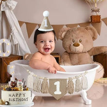 Load image into Gallery viewer, Babymoon Set of 2 | 1st Birthday Banner with Birthday Cap | Birthday Decoration Props | Baby Photoshoot Props | Party Props | 1yr