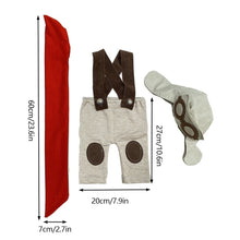 Load image into Gallery viewer, Babymoon Set of 3 | Avaitor Costume | Suspender, Hat, Scarf | Baby Photoshoot Props | 0-1 Month