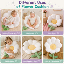 Load image into Gallery viewer, Babymoon Baby Flower Theme Prop Pillow | Posing Aids | Baby Photoshoot Props | 72x75 cm | White