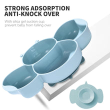 Load image into Gallery viewer, Babymoon Set of 6 | Silicone BPA Free Baby Kids Feeding Dinner Set Gift Box | Dinner Plate, Twisted Spoon & Fork, Suction Bowl Cup, Snap Straw, Chopsticks | Blue
