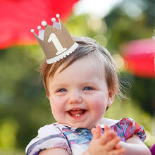 Load image into Gallery viewer, Babymoon 1 year Birthday Crown Baby Cap | Cake Smash | Baby Photography Cap | Brown