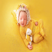 Load image into Gallery viewer, Babymoon | Set Of 4 | Romper, Pillow, Bear &amp; Hat | Costume | Baby Photography Props | Yellow
