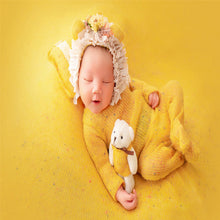 Load image into Gallery viewer, Babymoon | Set Of 4 | Romper, Pillow, Bear & Hat | Costume | Baby Photography Props | Yellow