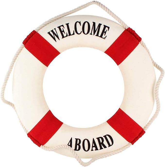 Babymoon Mediterranean Sailing Welcome on Board Life Swimming Ring | Beach Sea Style | Baby Photography Prop - Red