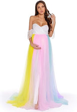 Load image into Gallery viewer, Babymoon Rainbow Off Shoulder Maternity Gown Dress - Multi