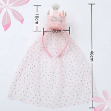 Load image into Gallery viewer, Babymoon Princess Birthday Party Girls Crown Headband with Veil | Hair Accessories | 3-8 Yrs