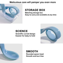 Load image into Gallery viewer, Babymoon Learn to Eat Baby Self Feeding Set | Silicone Spoon and Fork along with Storage Box | Blue