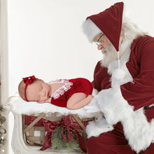 Load image into Gallery viewer, Babymoon | Set of 2 | Baby Velvet Romper and Hairband | Baby Photoshoot Props | Baby Costume | Red