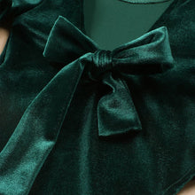Load image into Gallery viewer, Babymoon Set of 2 | Baby Girl Velvet Romper & Hairband | Baby Photoshoot Props | Costume | Green | 0-1 Months