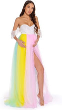 Load image into Gallery viewer, Babymoon Rainbow Off Shoulder Maternity Gown Dress - Multi
