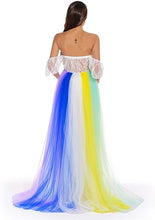 Load image into Gallery viewer, Babymoon Rainbow Off Shoulder Maternity Gown Dress - Multi