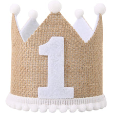 Load image into Gallery viewer, Babymoon 1 year Birthday Crown Baby Cap | Cake Smash | Baby Photography Cap | Brown