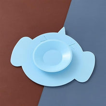 Load image into Gallery viewer, Babymoon Set of 6 | Silicone BPA Free Baby Kids Feeding Dinner Set Gift Box | Dinner Plate, Twisted Spoon & Fork, Suction Bowl Cup, Snap Straw, Chopsticks | Blue