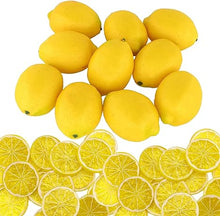 Load image into Gallery viewer, Babymoon Artificial 5 Lemons & 10 Lemon's Slices | Decorative Add-ons | Photography Props | Set of 15