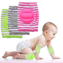 Load image into Gallery viewer, Babymoon Kids Padded Knee Pads for Crawling, Anti-Slip Stretchable Cotton | Pack of 3 | Green, Grey & Pink
