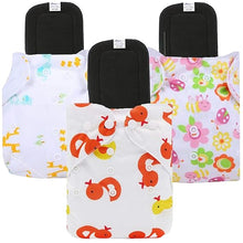 Load image into Gallery viewer, Babymoon | Set of 6 | Cloth Diaper with 5Layers Grey Insert Premium Adjustable Reusable Cloth Diaper | Duck | Elephant | Flower