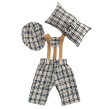 Load image into Gallery viewer, Babymoon Gentleman | Set Of 4 | Baby Cap, Bow, Pillow &amp; Suspender | Baby Photography Photoshoot Props Costumes | 1 yr | Light Grey

