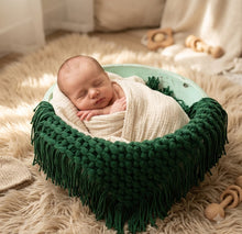 Load image into Gallery viewer, Babymoon Petal Layer Blanket Basket Filler | Baby Photography Props| Dark Green
