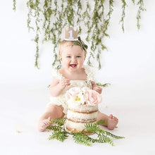 Load image into Gallery viewer, Babymoon 1 year Birthday Crown Baby Cap | Cake Smash | Baby Photography Cap | Brown