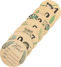 Load image into Gallery viewer, Babymoon Wooden 7pc Double Sided Monthly Baby Milestone Cards | Baby Growth Cards | Monthly Cards | Baby Shower Gifts