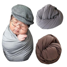 Load image into Gallery viewer, Babymoon | Set of 2 | Jersey Stretchable Baby Photography Shoot Wrap Cloth | Grey | Brown