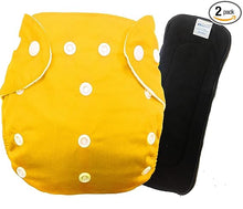 Load image into Gallery viewer, Babymoon 1 Cloth Diaper with 2 5Layers Grey Insert Premium Adjustable Reusable Cloth Diaper | Yellow
