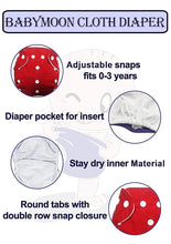 Load image into Gallery viewer, Babymoon 1 Cloth Diaper with 2 5Layers Grey Insert Premium Adjustable Reusable Cloth Diaper | Blue Space Shuttle