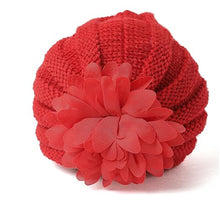 Load image into Gallery viewer, Babymoon | Set of 2 | Knit Flower Cap Newborn Photography Crochet Outfit Costume | Blue & Red