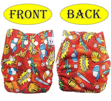 Load image into Gallery viewer, Babymoon 1 Cloth Diaper with 2 5Layers Grey Insert Premium Adjustable Reusable Cloth Diaper | Red Baseball