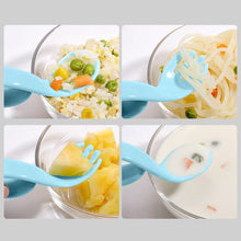Load image into Gallery viewer, Babymoon Learn to Eat Baby Self Feeding Set | Silicone Spoon and Fork along with Storage Box | Blue