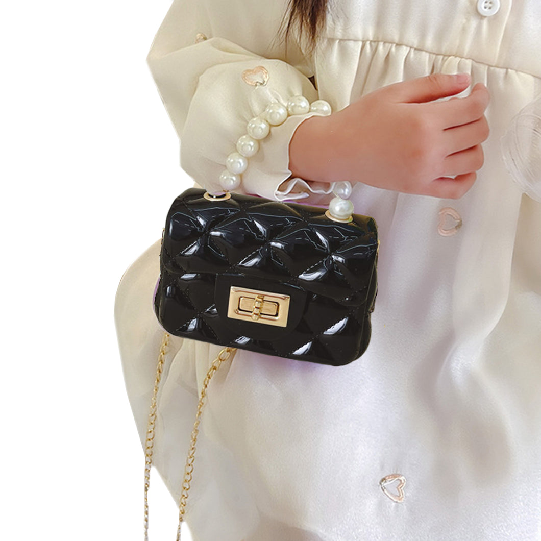 Babymoon Kids Jelly Sling Purse Fashion Handbag (9x13x5 CM) – Black