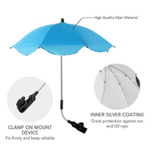 Load image into Gallery viewer, Babymoon UV Rays Protection Parasol Rain Canopy Cover Clamp Carriage Sun Shade Pram Stroller Umbrella – Blue
