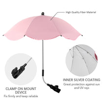 Load image into Gallery viewer, Babymoon UV Rays Protection Parasol Rain Canopy Cover Clamp Carriage Sun Shade Pram Stroller Umbrella – Pink

