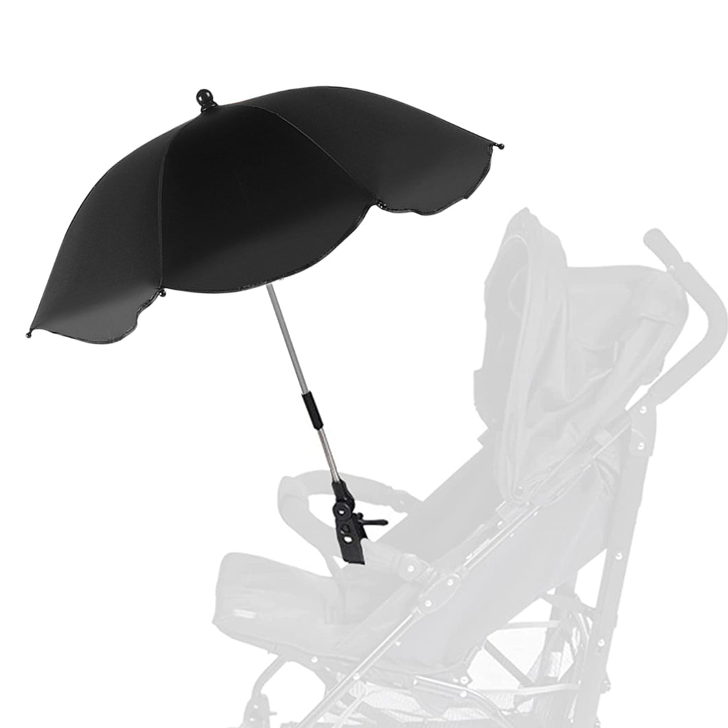 Babymoon UV Rays Protection Parasol Rain Canopy Cover Clamp Carriage Sun Shade Pram Stroller Umbrella – Black