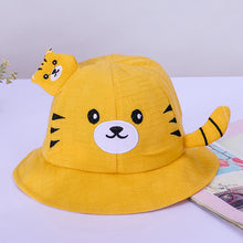 Load image into Gallery viewer, Babymoon Cotton Baby Kids Boys Girls Summer Cap With Head String Cat Design | 2-6 Years | Yellow