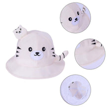 Load image into Gallery viewer, Babymoon Cotton Baby Kids Boys Girls Summer Cap With Head String Cat Design | 2-6 Years | White
